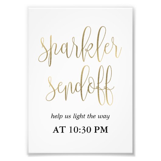 Sparkler Sendoff-teken Kies uw formaat Faux Gold Foto Afdruk (Voorkant)