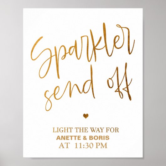 Sparkler stuurt trouwbord 8 x 10 poster af (Voorkant)