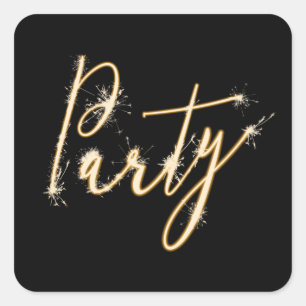 Sparkler Text op Black Vierkante Sticker