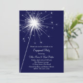 Sparkler Verloving Invitation (blauw) Kaart (Staand voorkant)