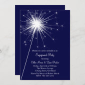 Sparkler Verloving Invitation (blauw) Kaart (Voorkant / Achterkant)