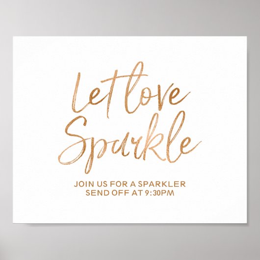 Sparkler verzendt 8 x 10 Roos Gold Wedding Sign Poster (Voorkant)
