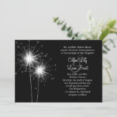 ("Sparkler Wedding Invitation") (zwart) Kaart (Staand voorkant)