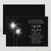 ("Sparkler Wedding Invitation") (zwart) Kaart (Voorkant / Achterkant)