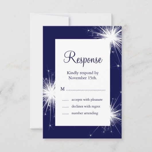 Sparkler Wedding RSVP (blauw) (Voorkant)