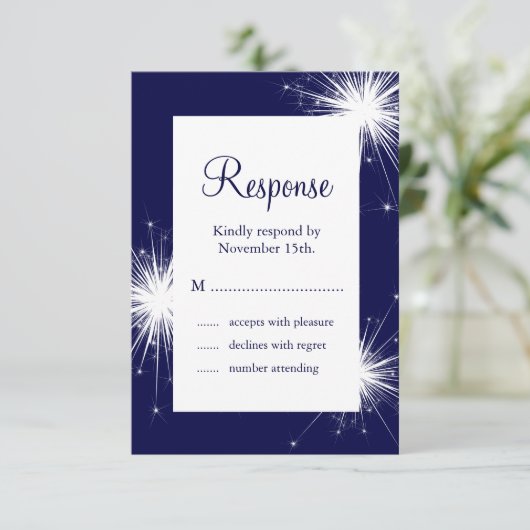 Sparkler Wedding RSVP (blauw) (Staand voorkant)
