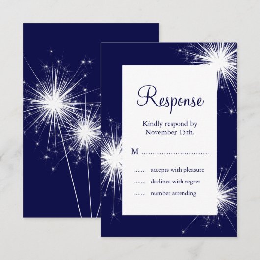 Sparkler Wedding RSVP (blauw) (Voorkant / Achterkant)