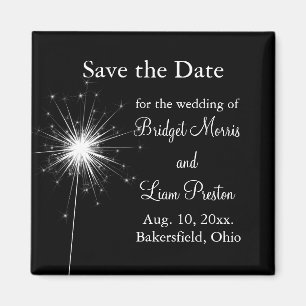 Sparkler Wedding Save the Date (zwart) Magneet