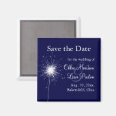Sparkler Wedding sparen de Datum in Blauw Magneet (Voorkant / Achterkant)