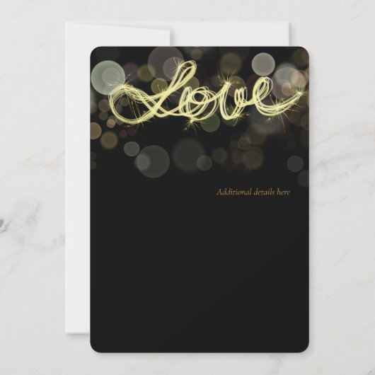 Sparkler Writing Love Wedding Invitations Kaart (Achterkant)