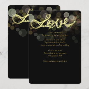 Sparkler Writing Love Wedding Invitations Kaart
