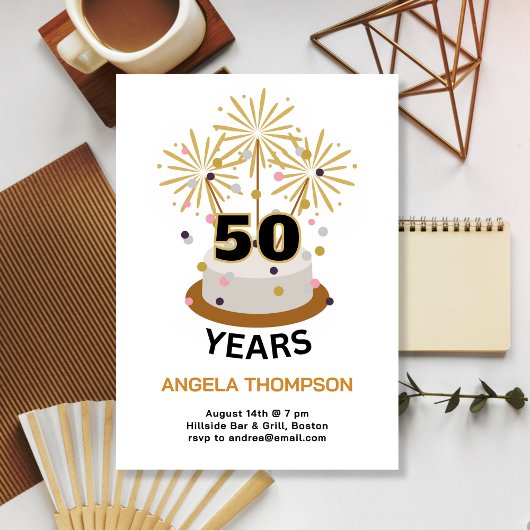 Sparkler Years Birthday Invitation Kaart