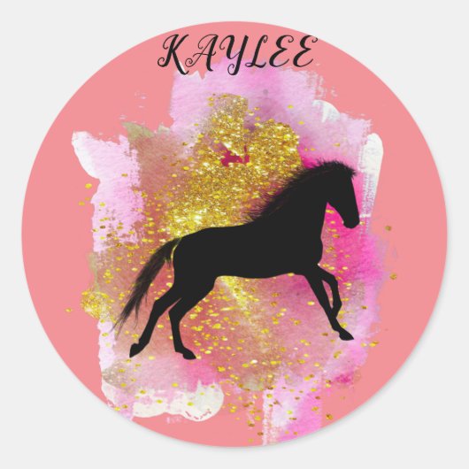 SPARKLERENDE HORSE STICKERS GEPERSONALISEERD (Voorkant)