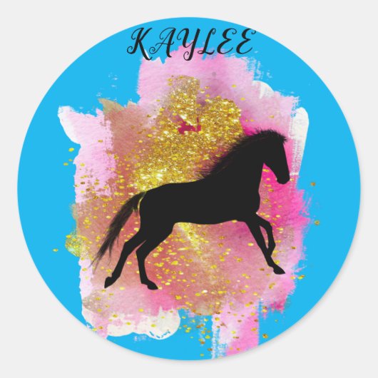 SPARKLERENDE HORSE STICKERS GEPERSONALISEERD (Voorkant)