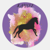 SPARKLERENDE HORSE STICKERS GEPERSONALISEERD (Voorkant)