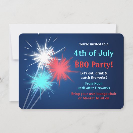 Sparklers 4th of Juli Uitnodigingen van de Partij (Voorkant)