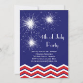 Sparklers & Chevrons 4th of Juli Partij Uitnodigin Kaart (Voorkant)
