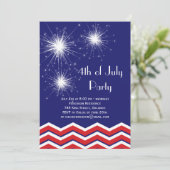 Sparklers & Chevrons 4th of Juli Partij Uitnodigin Kaart (Staand voorkant)