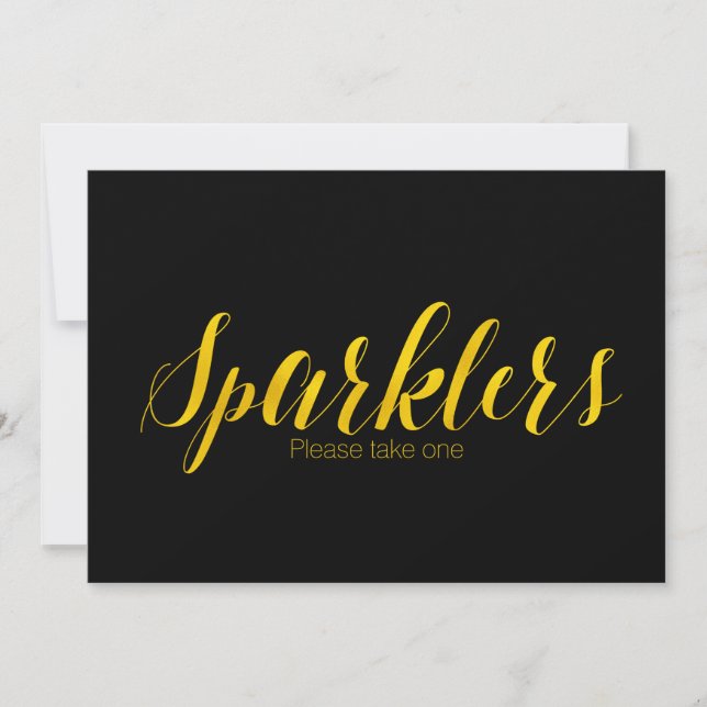 "Sparklers" Faux Gold Foil Chic Wedding Sign (Voorkant)