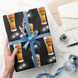 Sparklers in 30e verjaardag bier cadeaupapier