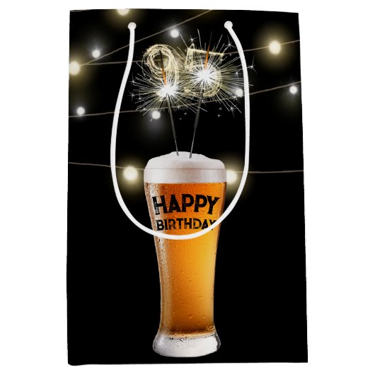 Sparklers in 95th Birthday Beer Glass Medium Cadeauzakje (Voorkant)