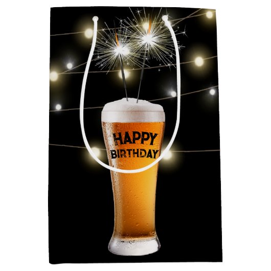 Sparklers in Birthday Beer Glass Medium Cadeauzakje (Voorkant)