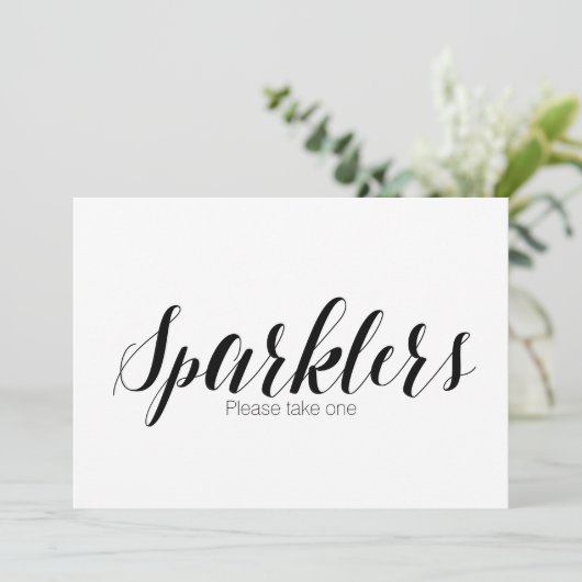 "Sparklers Neem een" bruiloft-teken Kaart (Staand voorkant)