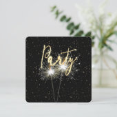 Sparklers op Black Jubileum Party Kaart (Staand voorkant)