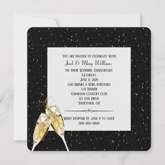 Sparklers op Black Jubileum Party Kaart (Achterkant)