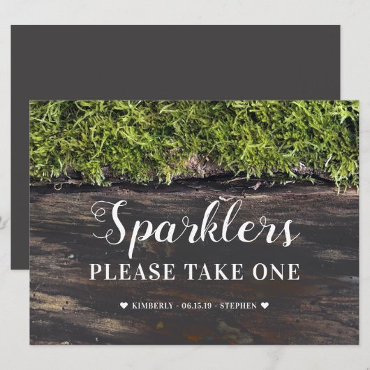 Sparklers Teken Rustieke Trouwtafel Kaart (Voorkant / Achterkant)