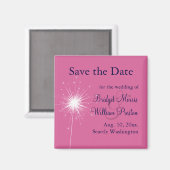 Sparklers Wedding sparen de Magnet Datum (roze) (Voorkant / Achterkant)