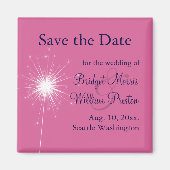 Sparklers Wedding sparen de Magnet Datum (roze) (Voorkant)
