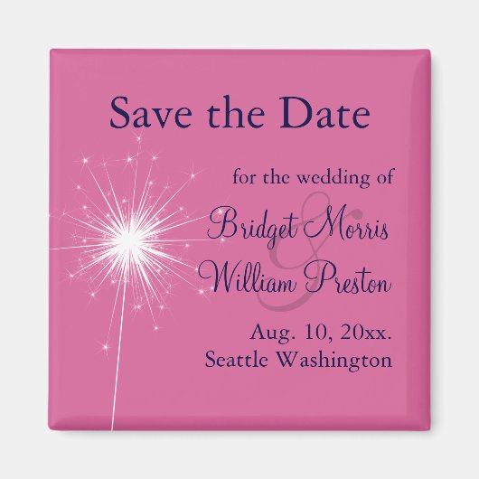 Sparklers Wedding sparen de Magnet Datum (roze) (Voorkant)