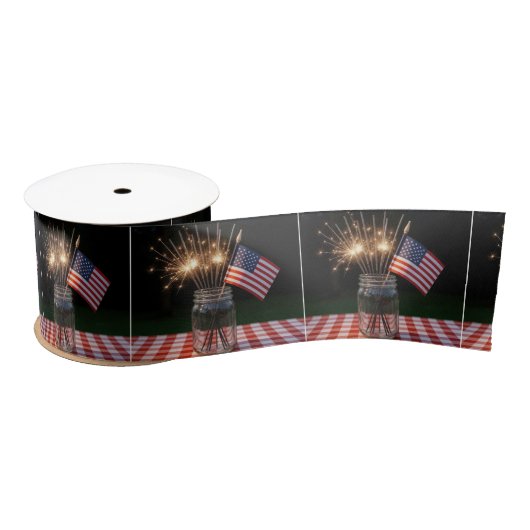 Sparklers With American Flag Satijnen Lint (Spoel)