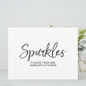 "Sparkles" Afscheid  Stijlvolle handgeschreven bor Kaart (Staand voorkant)