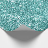 Sparkles - Blauwgroen 1 Faux Glitter Cadeaupapier (Hoek)