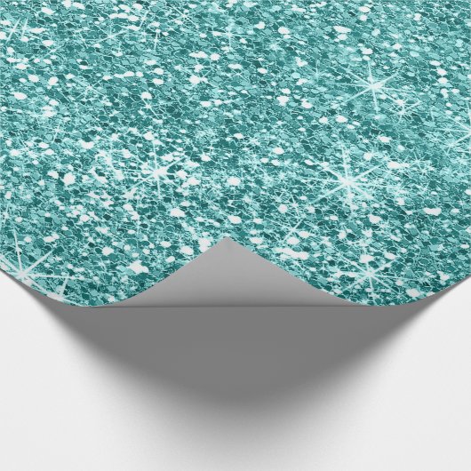 Sparkles - Blauwgroen 1 Faux Glitter Cadeaupapier (Hoek)