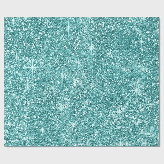 Sparkles - Blauwgroen 1 Faux Glitter Cadeaupapier (Vlak)