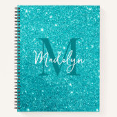  sparkles Blue glitter monogram name girly Notitieboek (Voorkant)