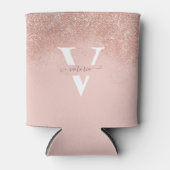 Sparkles Blush Pink Glitter Monogram Girly Custom Blikjeskoeler (Voorkant)