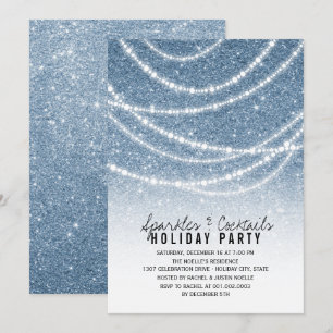 Sparkles & Cocktail Glitter Vakantie Feest Uitnodi Kaart