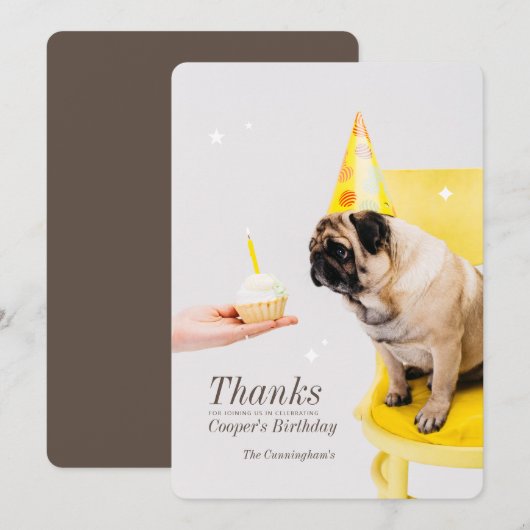 Sparkles Custom Pet Foto Birthday Bedankt (Voorkant / Achterkant)