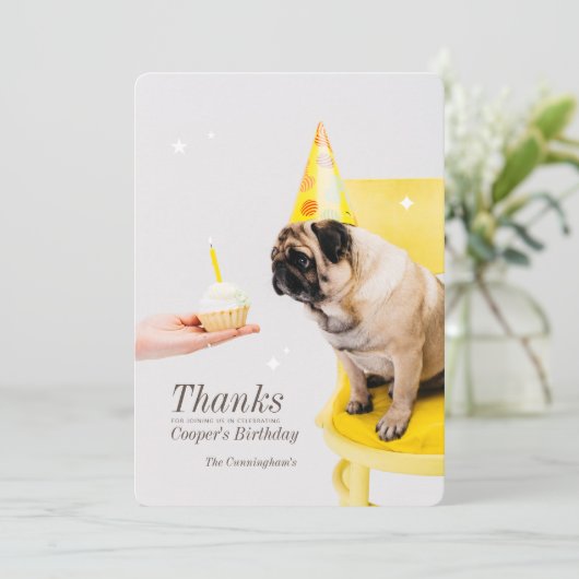 Sparkles Custom Pet Foto Birthday Bedankt (Staand voorkant)