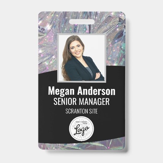 Sparkles Cute Employee Photo ID Badge (Voorzijde)
