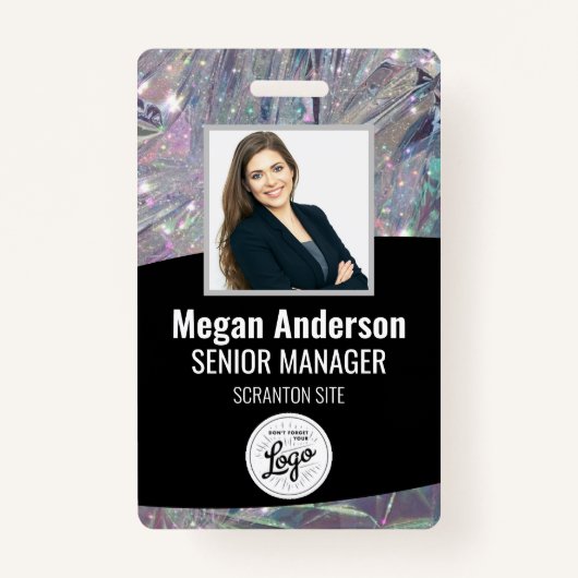 Sparkles Cute Employee Photo ID Badge (Voorkant)