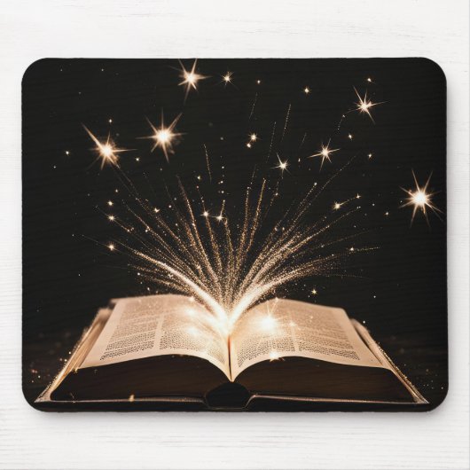 Sparkles exploding uit open boek muismat (Voorkant)