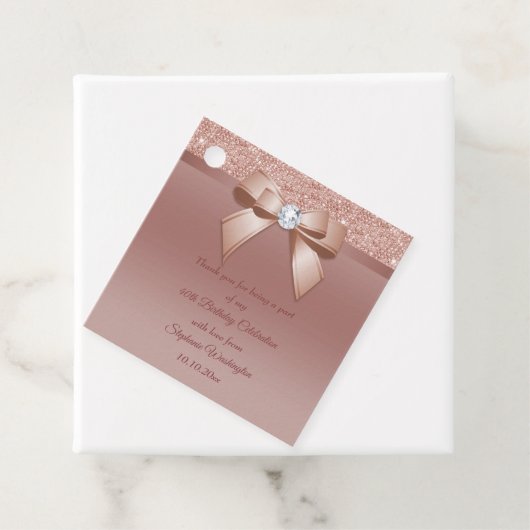 Sparkles & Glamor, Roos Gold Birthday Party Bedankjes Labels (In situ)