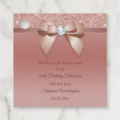 Sparkles & Glamor, Roos Gold Birthday Party Bedankjes Labels (Voorkant)