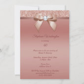 Sparkles & Glamor, Roos Gold Birthday Party Kaart (Achterkant)