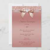 Sparkles & Glamor, Roos Gold Birthday Party Kaart (Achterkant)